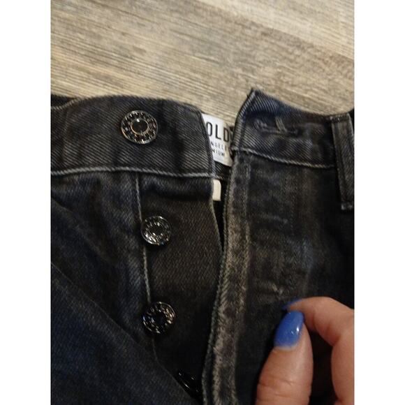 Agolde Women's Button Fly High Waist Distress Cut-Off Denim Shorts Black Size 28 - Picture 3 of 7